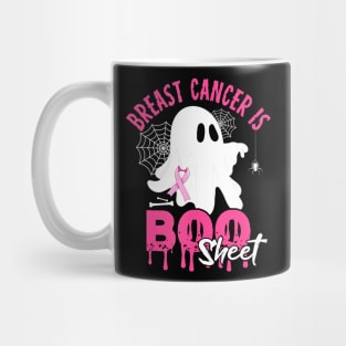 In October We Wear Pink Breast Cancer Is Boo Sheet Halloween Mug